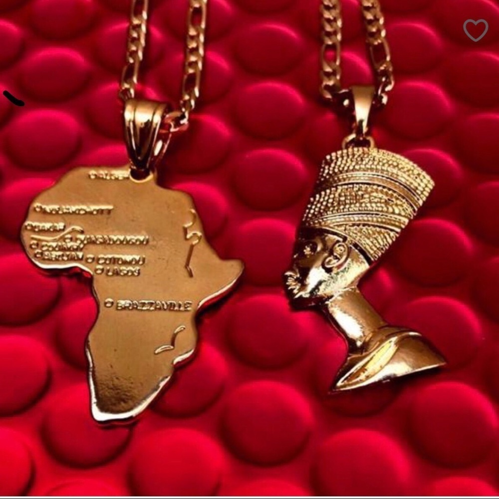 Nefertiti necklace and Africa pendant necklace set